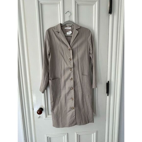 NWT Mod Ref lightweight beige button down dress coat/ trench coat S - Picture 1 of 5